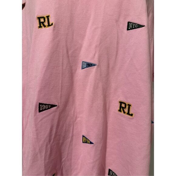 Polo Ralph Lauren pink polo custom slim fit multi logo flags XL - Picture 9 of 9